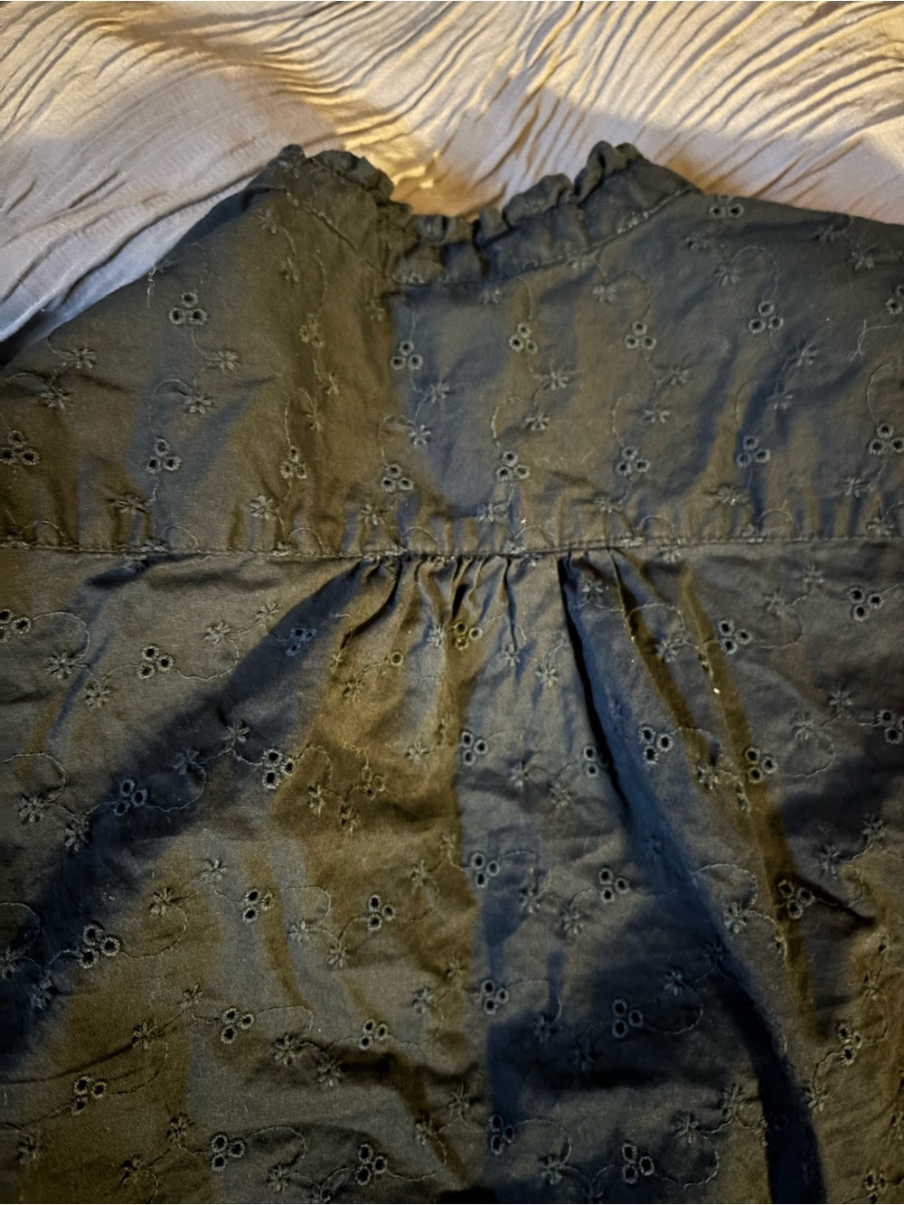 Merona Black Eyelet Button-Front Top - Picture 8 of 8